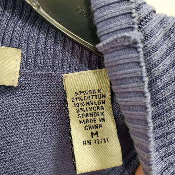 Amanda Smith Women's Vintage Steel Blue Silk Blend Sleeveless Mock Neck Shell M - Picture 5 of 7